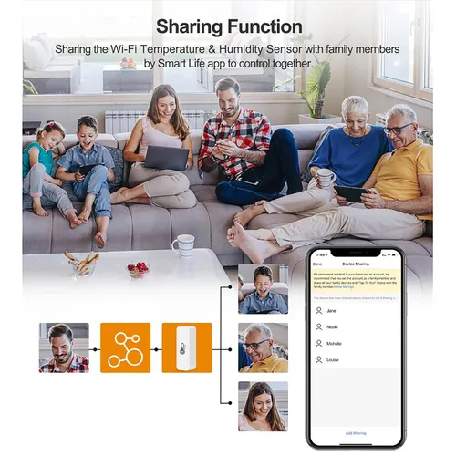Vista 8 de PHOVOLT Sensor de termómetro higrómetro WiFi para el hogar, sensor de humedad inalámbrico para interiores y exteriores, con alerta de notificación