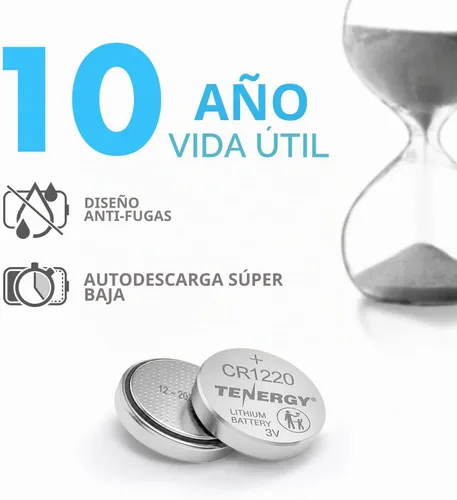 Vista 4 de Tenergy Batería de botón de litio CR1220 de 3 V, para llaves, relojes, accesorios, 5
