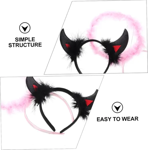 Vista 5 de NOLITOY 18 Pcs Halloween Headband Ox Horn Buckle Devil Horns Headband Horn Cosplay Headband Devil Headband Kids Hair Accessories Angel Headdress
