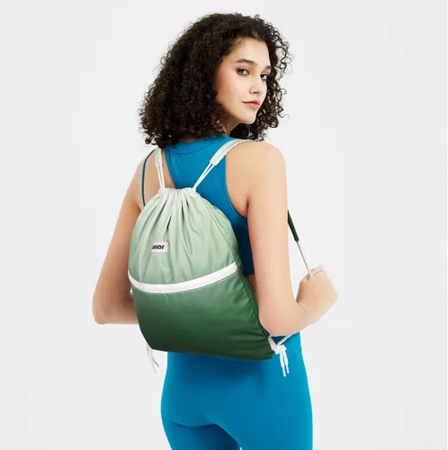 Vista 3 de WANDF Mochila deportiva con cordón, bolsa de gimnasio con hombreras, resistente al agua, bolsa de cincha para mujeres y hombres, Verde