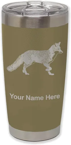 Vista 37 de LaserGram Vaso aislado al vacío de 20 onzas, zorro, grabado personalizado incluido (negro)