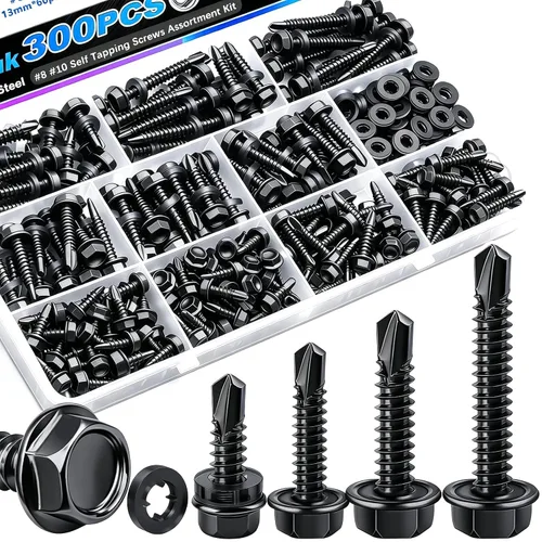 Vista 17 de mxuteuk - 1600 tornillos autorroscantes #8#10 para metal, acero inoxidable