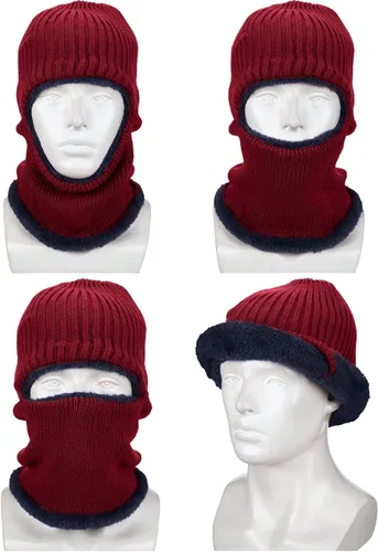 Vista 17 de Pasamontañas de punto calentador resistente al viento sombrero que cubre la cara para hombres mujeres forro polar deportes al aire libre