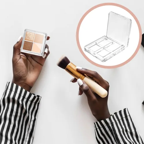 Vista 2 de Beaupretty Paleta de sombra de ojos vacía 4 rejillas sombra de ojos lápiz labial caja de almacenamiento caja de maquillaje transparente DIY