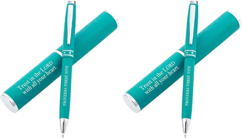 Vista 4 de Christian Art Gifts Bolígrafo de Punta de Bola Mediano Premium Retráctil con Escrituras Bíblicas en Estuche Protector Marrón para Hombres y Mujeres