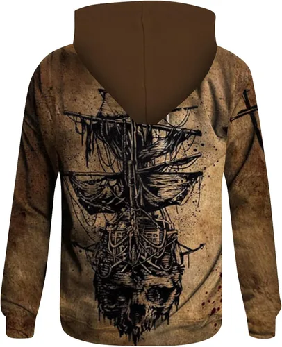 Vista 2 de Sudaderas con capucha para hombres, sudaderas de algodón para hombres, con estampado de moda, sueltas, de manga larga, con capucha