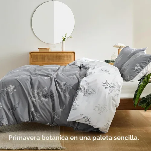 Vista 5 de Bedsure Juego de funda de edredón Twin para dormitorio, juego de funda de edredón reversible floral con cierre de cremallera, juego de ropa de cama