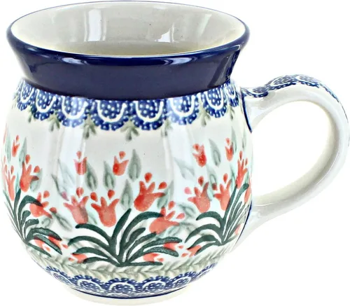 Vista 35 de Blue Rose Polish Pottery - Blue Alyce Bubble Mug - 16 oz - Unique Shape Mug for Coffee & Tea