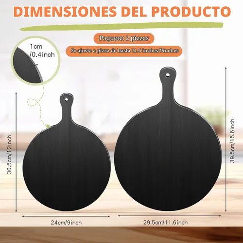 Vista 2 de Geetery 2 tablas de cortar redondas negras para charcutería, 11.6 pulgadas