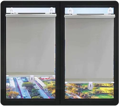 Vista 39 de Cortina opaca temporal, persiana enrollable con ventosas, cortina retráctil para sombrilla, ajustable sin perforaciones, pantalla de ventana Negro