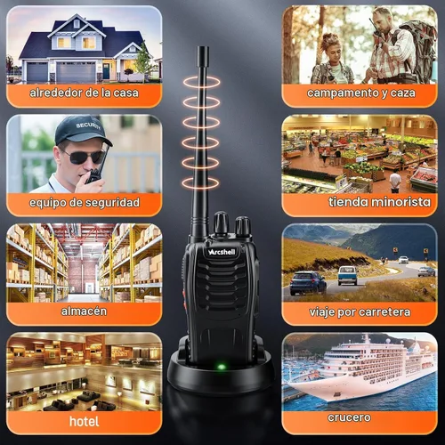 Vista 6 de Radios bidireccionales recargables de largo alcance con auricular, paquete de 5 unidades Arcshell AR-5 Walkie Talkies batería de iones de litio