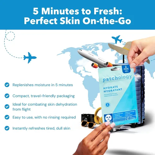 Vista 2 de Patchology Hydrate FlashMasque - Mascarilla facial con ácido hialurónico - Mascarilla facial para el cuidado de la piel para hombres y mujeres