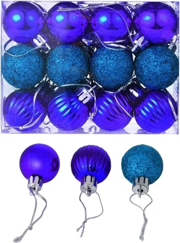 Vista 2 de QueenBox® 24 bolas de Navidad de plástico de 1.18 pulgadas para decoración de árbol de Navidad, vacaciones y fiestas