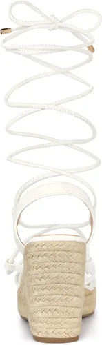Vista 4 de Allegra K Sandalias de plataforma con punta cuadrada y cordones para mujer