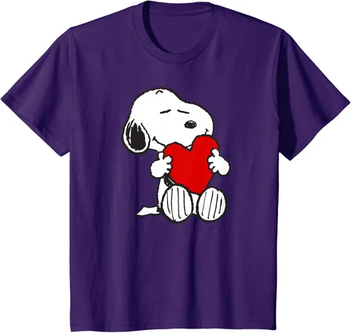 Vista 26 de Peanuts Camiseta de San Valentín Snoopy Hugging Heart, Negro