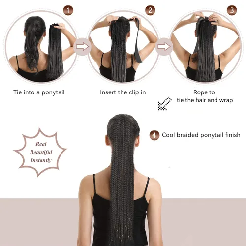 Vista 5 de PARAHAIR Extensiones de cabello sintético suave y natural para trenzar en caja de 18 pulgadas, 3.53 onzas, color negro natural, para mujeres y niñas