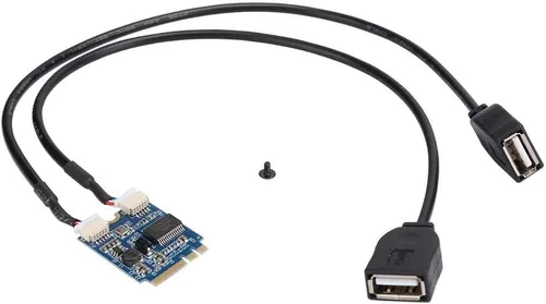 Vista 4 de M.2 NGFF a tarjeta elevadora USB, llave A-E a doble puerto USB2.0 tarjeta de expansión de interfaz, adaptador de cable, fácil de instalar y cómodo