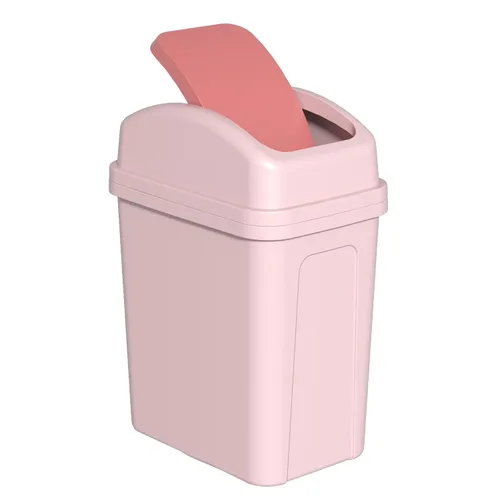 Vista 9 de Zopnny Cubo de basura pequeño de 1.8 galones / 7 L, cubo de basura con tapa oscilante, cubo de basura de plástico con tapa giratoria, color negro