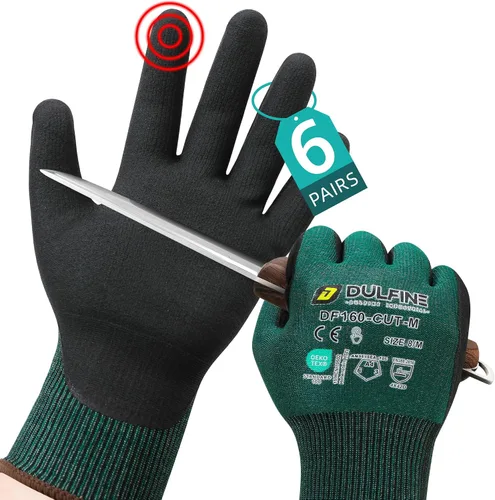 Vista 11 de DULFINE Safety Work Gloves for Men & Women, MicroFoam Nitrile Coated Nylon Black Grip for General Purpose, 3/6/12/36 Pairs