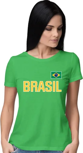 Vista 2 de Go All Out Camiseta para mujer Team Brasil Flag Pride