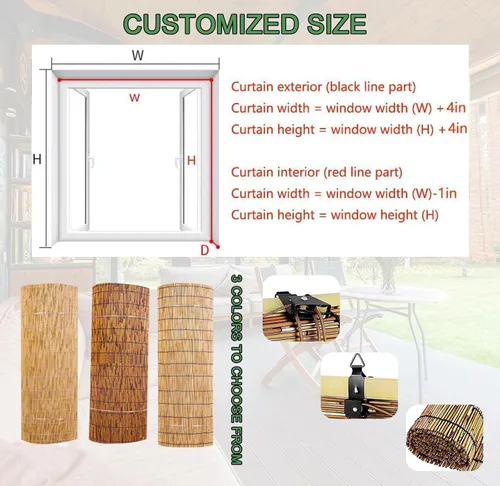 Vista 5 de Persianas de bambú para exteriores, persiana enrollable, persianas de bambú para ventanas de interior, persianas de bambú personalizadas, cortina