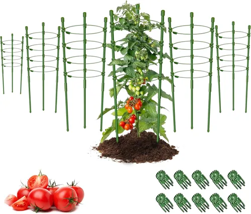 Vista 15 de Legigo Paquete de 3 jaulas de soporte para plantas, jaulas de tomate para jardín, estacas ajustables de 18 pulgadas para plantas enrejadas, anillos