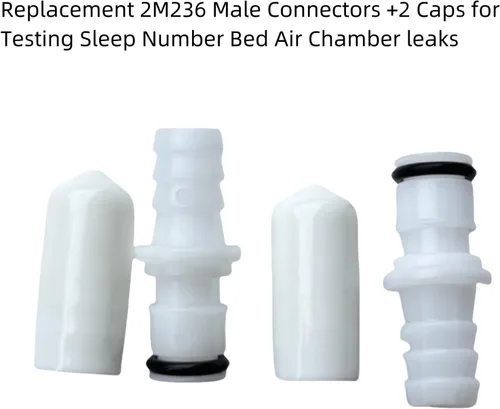 Vista 4 de Stab Heart - 2 tapas + 2 conectores macho M236 para cámaras de aire de cama con número de sueño, repuesto para M-236, se adapta a mangueras de 3/8