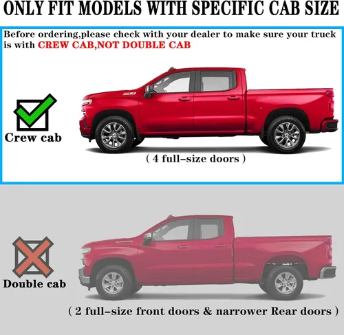 Vista 4 de COMNOVA Estribos Laterales Tablones de Estribo Compatibles con 2007-2018 Chevy Silverado/Sierra 1500 2500 3500 Crew Cab y 2019 1500LD 2500HD 3500HD