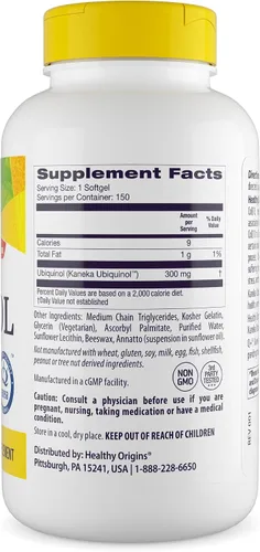 Vista 2 de Healthy Origins Ubiquinol (forma activa de CoQ10), 300 mg – Forma activada de CoQ10 – Kaneka Ubiquinol Suplementos para la salud del corazón y apoyo