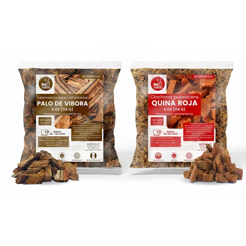 Vista 9 de Yerbero - Paquete de 2 piezas - Palo De Víbora 1LB (15.98 oz) + Quina Roja 1LB (15.98 oz) Duo Tes Herbales De Árbol De La Víbora y corteza