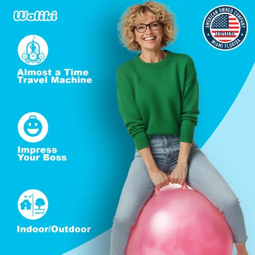 Vista 2 de WALIKI Hopper Ball para adultos Bola de salto rosa de 29 pulgadas Hippity Hop Juego divertido para sentarse y rebotar al aire libre