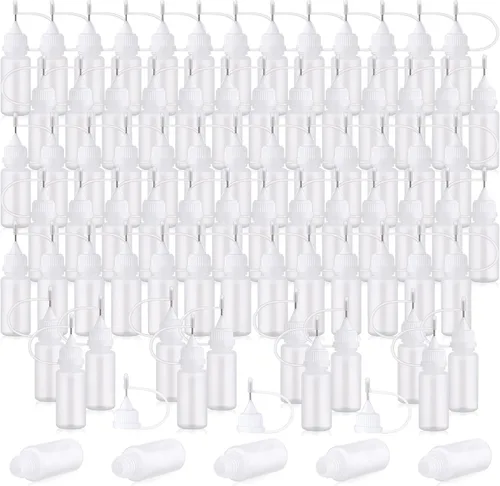 Vista 14 de Zhehao 100 unidades de 1.0 fl oz/1 oz con punta de aguja negra con pegamento para botella, aplicador de punta de precisión, botella de plástico a