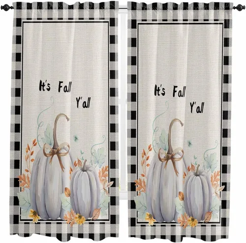Vista 9 de Cenefas de Navidad de invierno para ventanas, cortinas de cocina con bolsillo para barra, cortinas con aislamiento térmico para ventana de baño
