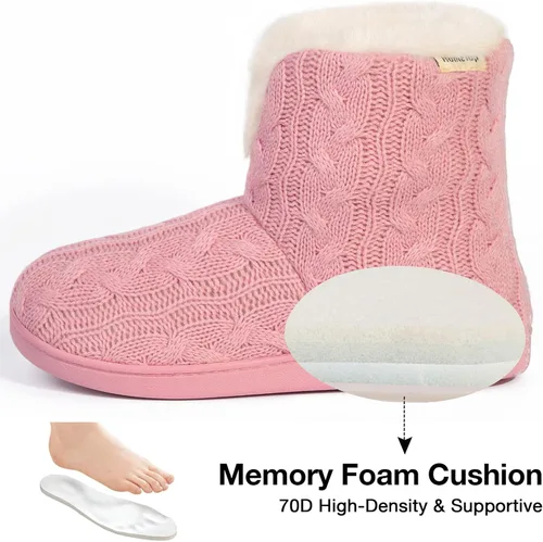 Vista 4 de HomeTop Pantuflas mullidas de espuma viscoelástica para mujer con suela de goma para interiores y exteriores