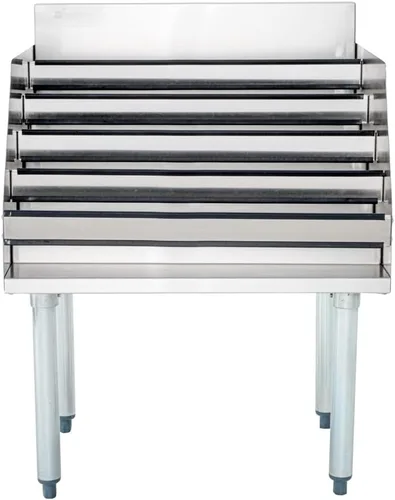 Vista 7 de Restaurantware -Kitchen Tek - Soporte para botella de licor de 24 x 23 x 33 pulgadas, 1 soporte duradero para botellas de acero inoxidable - Patas
