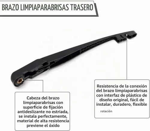 Vista 4 de Juego de tuercas de brazo y escobilla de limpiaparabrisas trasero - Repuesto para Honda Pilot 2003-2008, conjunto de limpiaparabrisas trasero