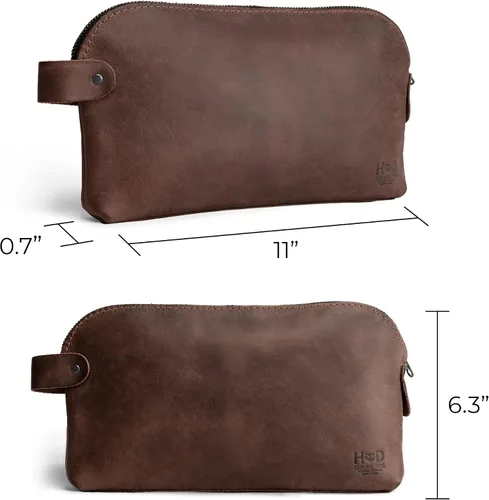 Vista 4 de Hide & Drink, Bolsa grande rústica multiusos para cables y cargadores, bolsa de viaje, bolsa multiusos, cuero de grano completo, hecho a mano