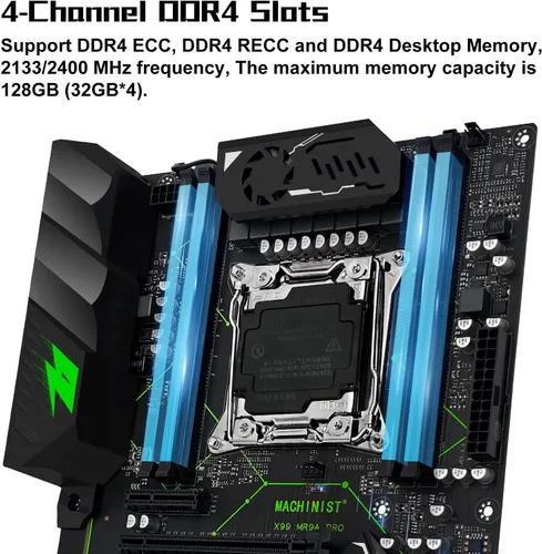 Vista 3 de MACHINIST Placa base ATX LGA 2011-V3, placa base para juegos X99 con tarjeta de auto-comprobación