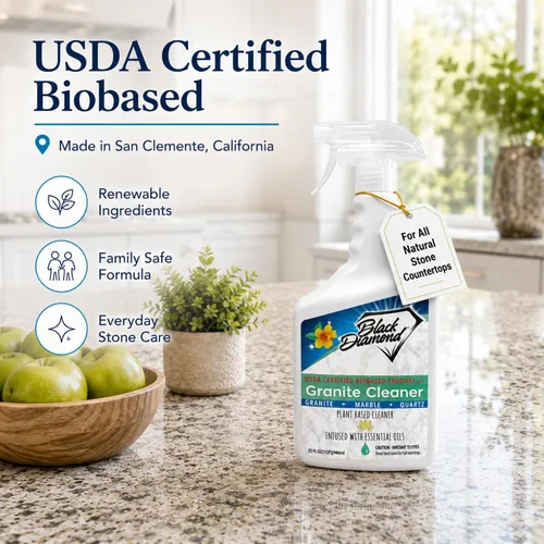 Vista 6 de Black Diamond Stoneworks Limpiador de Encimeras de Granito: Certificado BIOBASED por USDA - Seguro para encimeras de granito y otras piedras.