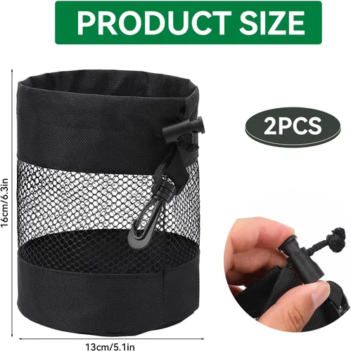 Vista 2 de JJUNW 2 bolsas de almacenamiento para pelotas de golf, bolsas de malla de nailon para pelotas de golf, bolsa de golf, organizador de bolsas de golf