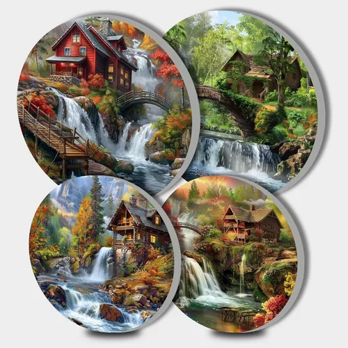 Vista 14 de Nordics - Juego de 4 fundas para quemadores de flores étnicas bohemias, estilo rústico, arte floral indio, patrón geométrico abstracto, quemador