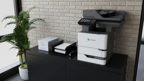 Vista 9 de Lexmark MX721ade Impresora láser monocromática, dúplex integrado, pantalla táctil a color de 7 pulgadas, Energy Star, Volumen de página mensual