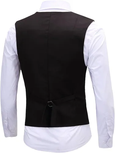 Vista 3 de Chaleco formal de negocios ajustado sin mangas para hombre Negro