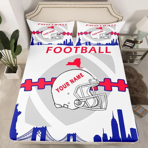 Vista 8 de Erosebridal Juego de sábanas bajeras personalizadas de fútbol americano para niños y niñas, juego de cama de jugadores de fútbol, juego de ropa