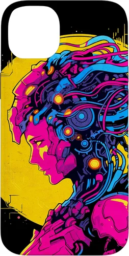 Vista 15 de Funda estilo anime futurista Cyberpunk para iPhone 16 Robot Woman