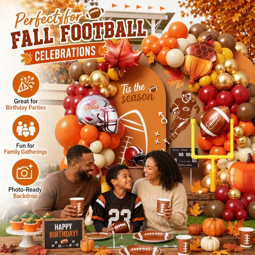 Vista 9 de Fall Football Party Balloon Arch Kit,137Pcs Autumn Burnt Orange Ruby Red Fall Season