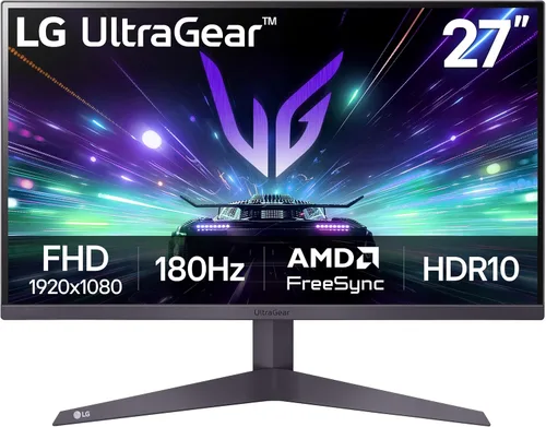 Vista 7 de LG 24GS50F-B Monitor de juegos Ultragear FHD de 24 pulgadas (1920 x 1080) con 180Hz, 1ms MBR, HDR10, AMD FreeSync, HDMI, DisplayPort, diseño