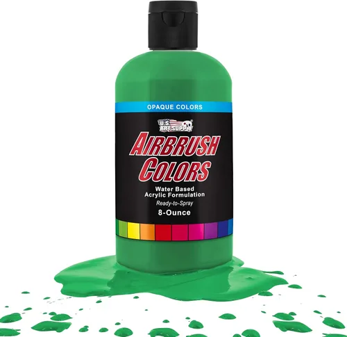 Vista 43 de U.S. Art Supply Pintura acrílica opaca para aerógrafo color azul aguamarina, botella de 1 onza, colores a base de agua no tóxicos de grado