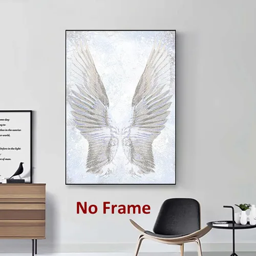 Vista 5 de Póster de alas de ángel, imágenes abstractas de ángeles, arte de pared con alas de ángel, pintura abstracta, arte de pared de ángel blanco, arte