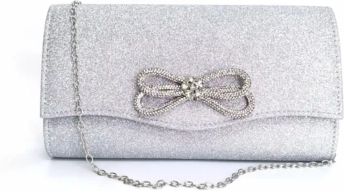 Vista 10 de Gets Bolso de noche para mujer, bolso de mano con lazo de diamantes de imitación para mujer, fiesta, boda, baile de graduación, cóctel, bolsos